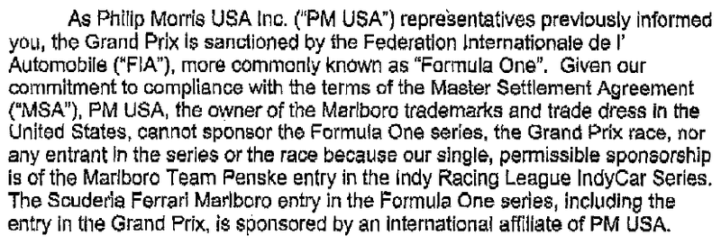 Illustration for article titled Ferrari, Jordan Sponsor Bumped by Penske at USGP, Firm Policies Itself